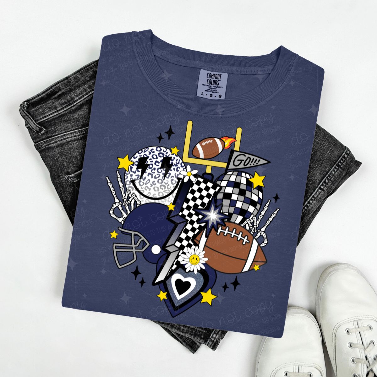 RETRO FOOTBALL - HEART - PICK YOUR COLOR
