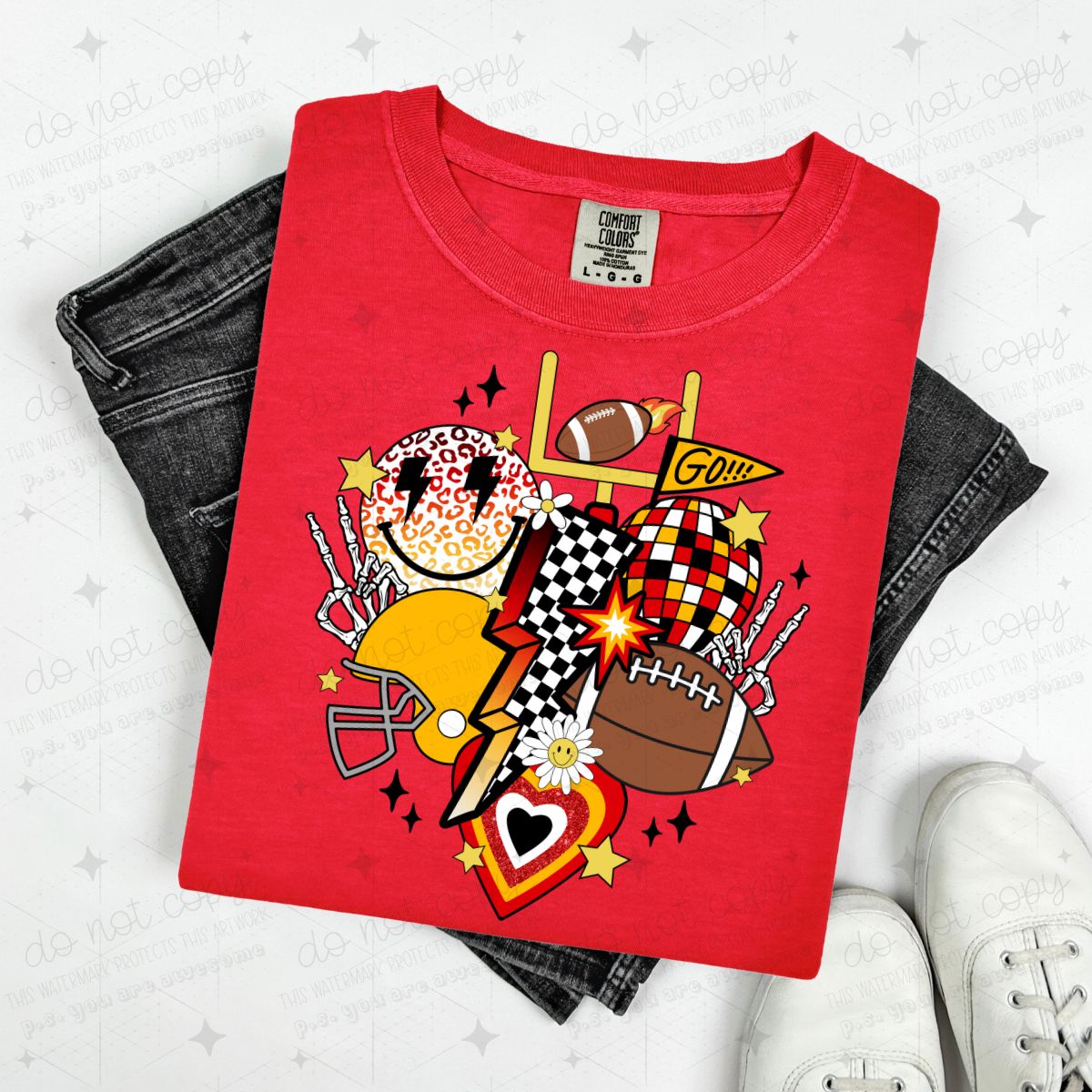RETRO FOOTBALL - HEART - PICK YOUR COLOR