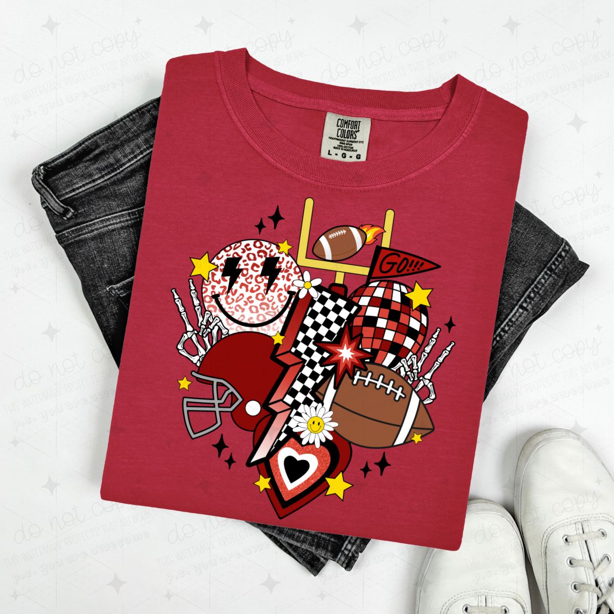 RETRO FOOTBALL - HEART - PICK YOUR COLOR