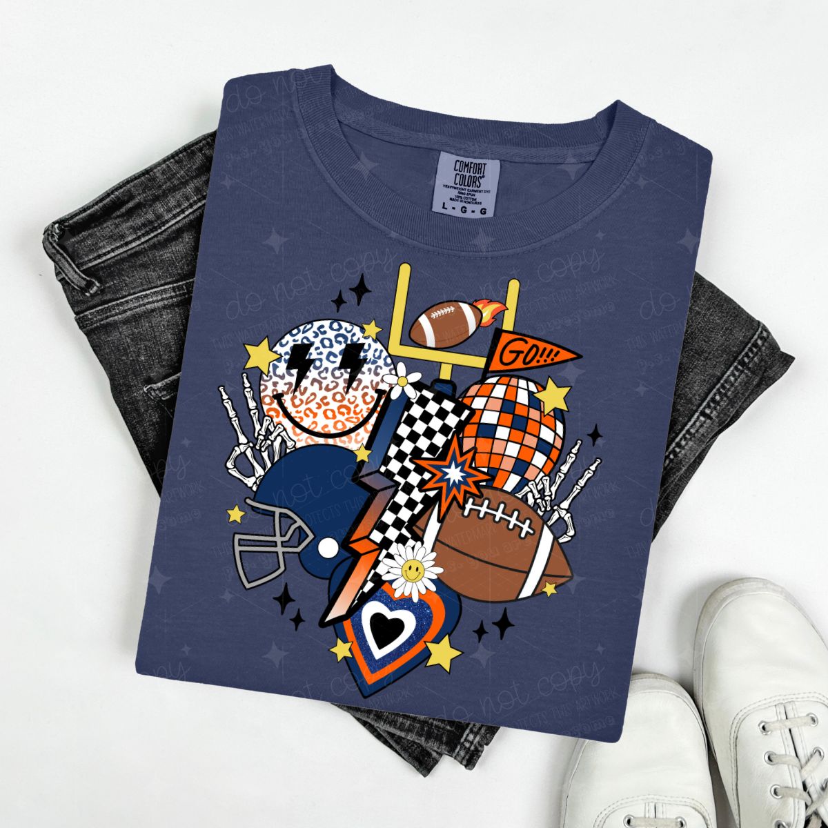 RETRO FOOTBALL - HEART - PICK YOUR COLOR