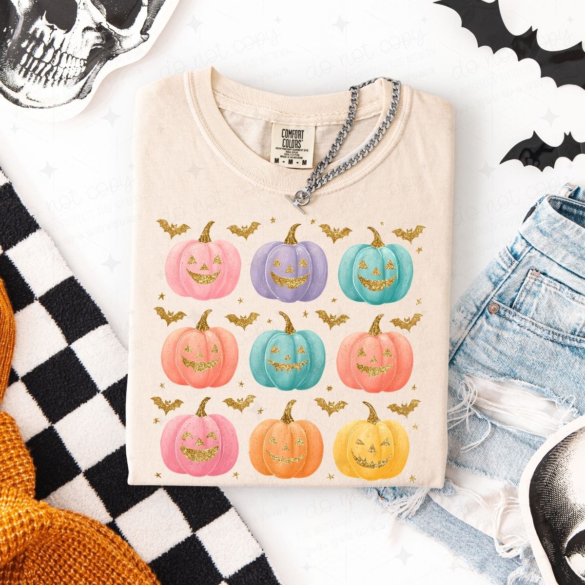 PASTEL JACK O LANTERNS - FAUX GLITTER