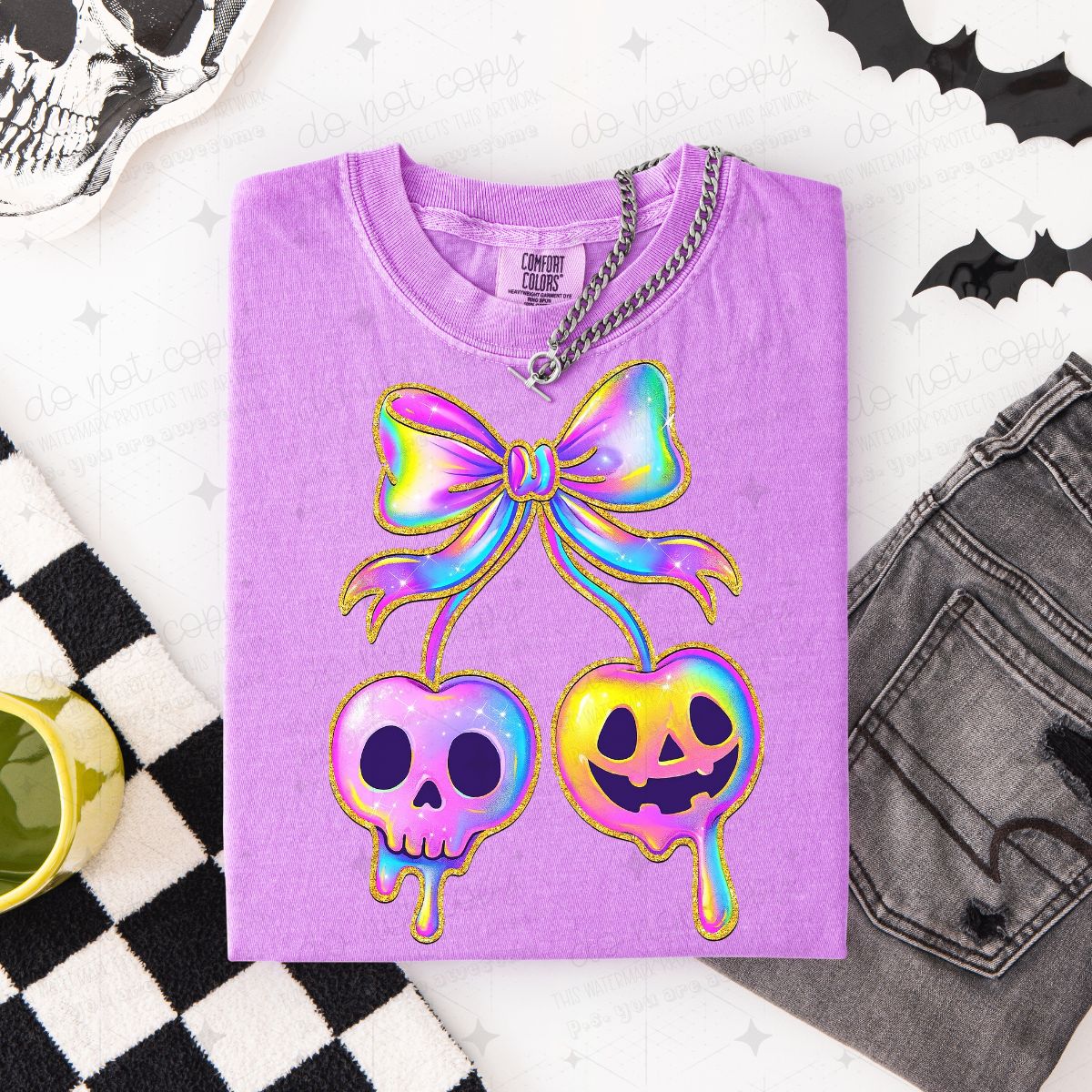 COQUETTE IRIDESCENT SKULL & JACK O LANTERN