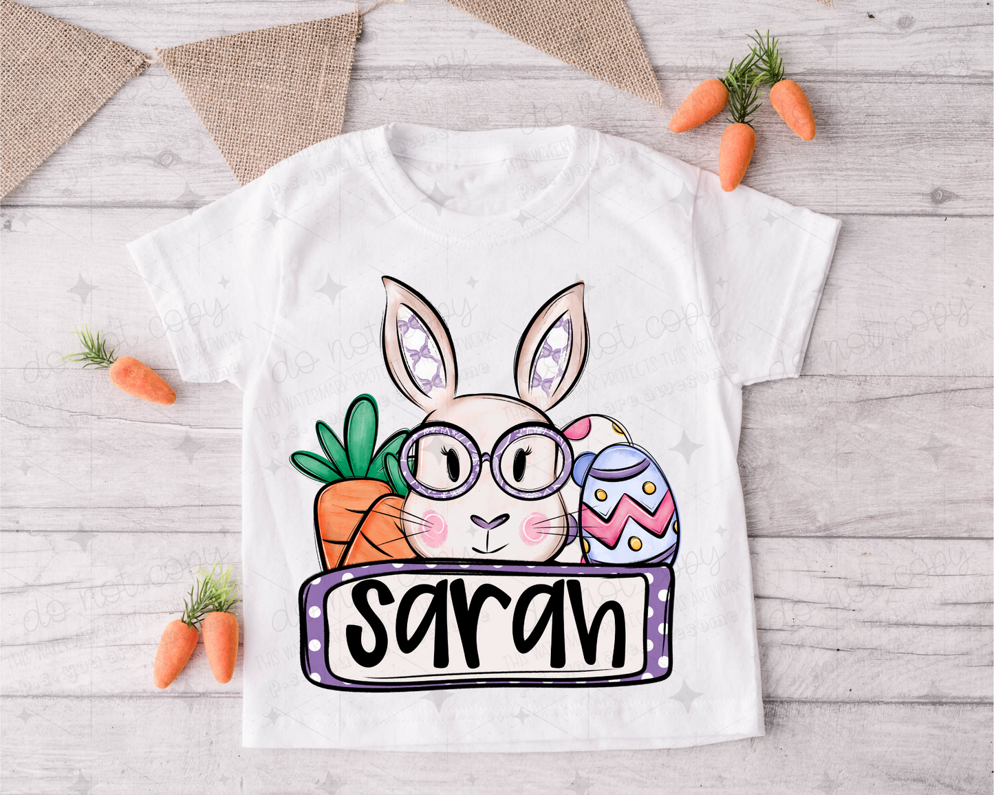 Easter nameplate with bunny-Ollie & Co.