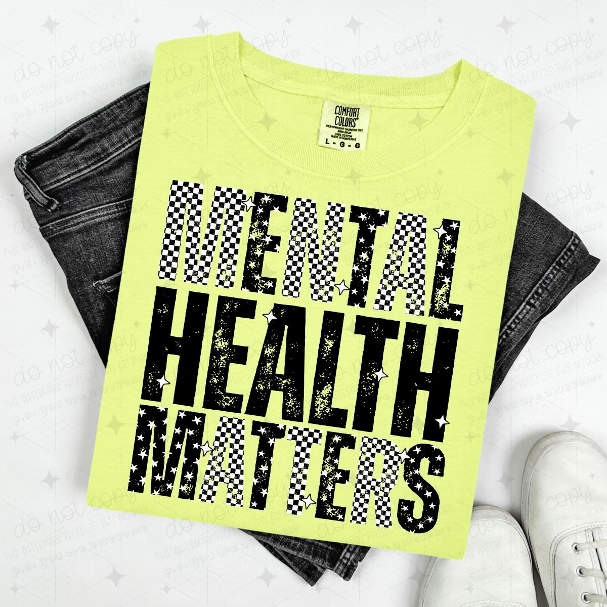 MENTAL HEALTH MATTERS - CHECKERED + STAR LETTERS