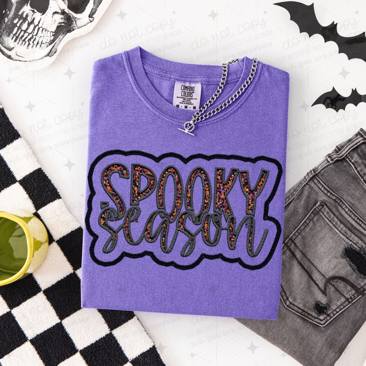 SPOOKY SEASON - FAUX SEQUIN + FAUX EMBROIDERY