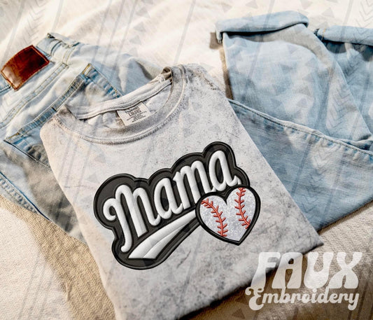 Faux Embroidered Mama Sports Patch (DTF) Color Blast Tee-Ollie & Co.