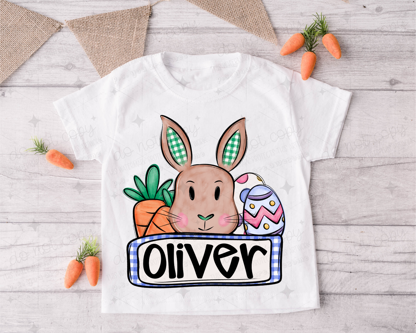 Easter nameplate with bunny-Ollie & Co.