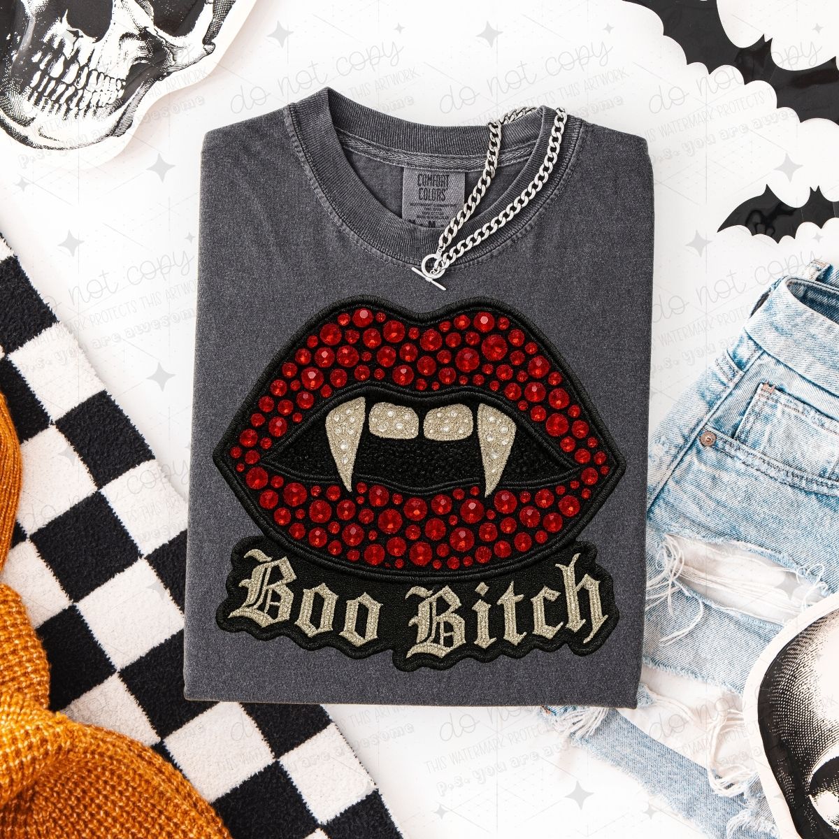 BOO BITCH - FAUX RHINESTONES
