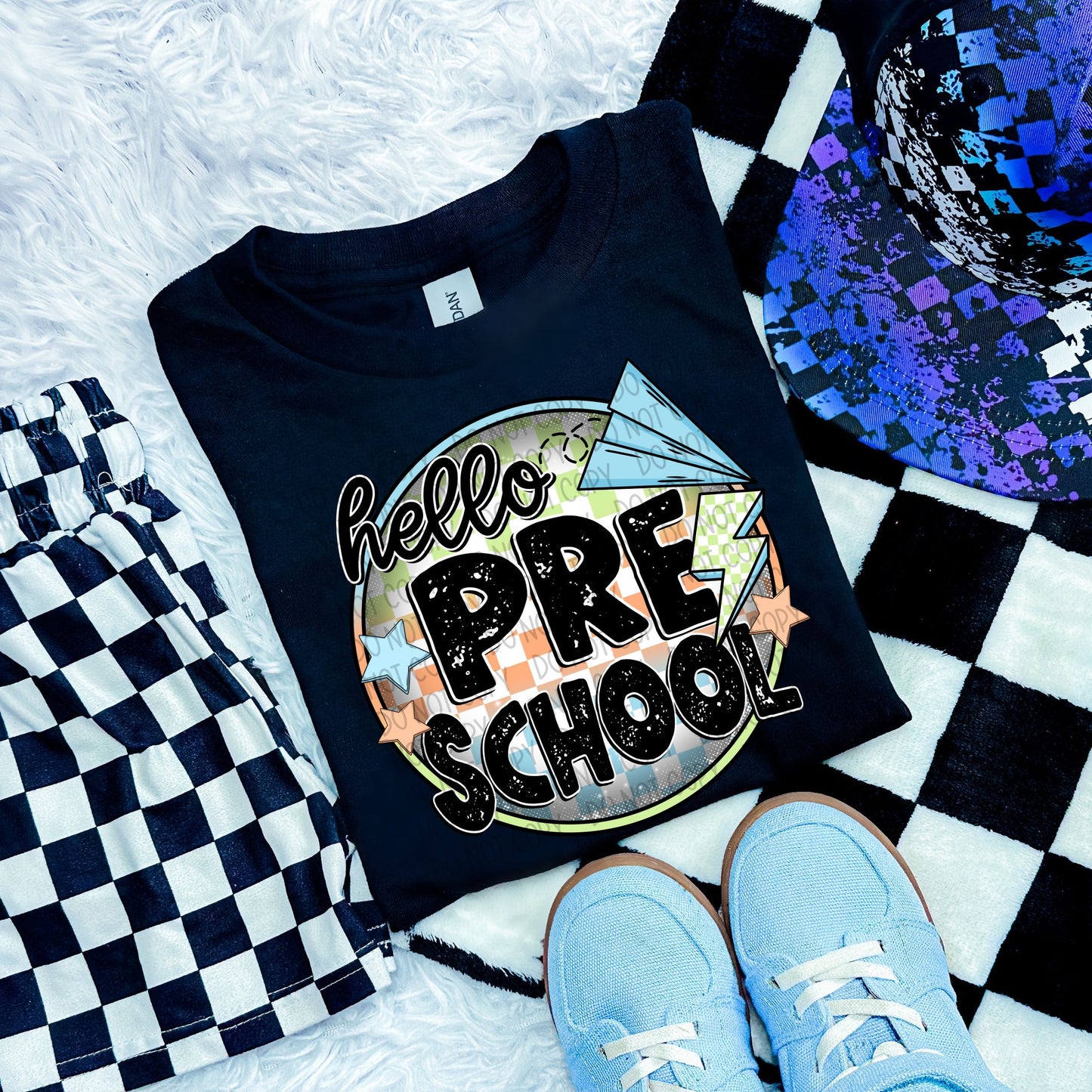 Back To School Checker Circle Hello Grade-Ollie & Co.