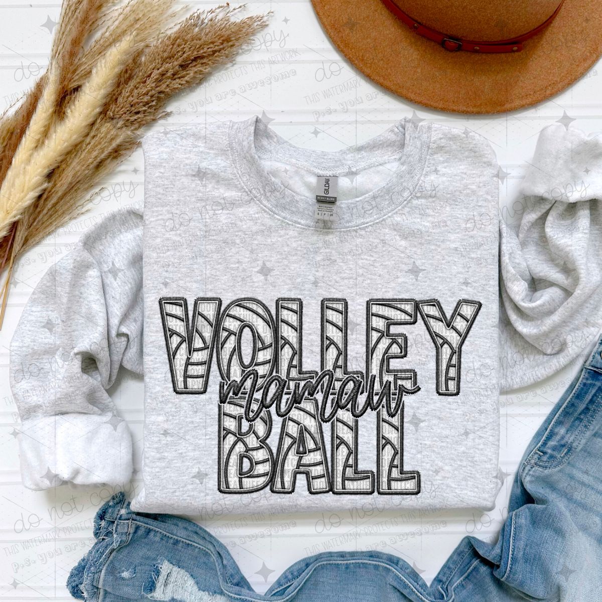VOLLEYBALL FAMILY - FAUX EMBROIDERY - PICK YOUR TITLE