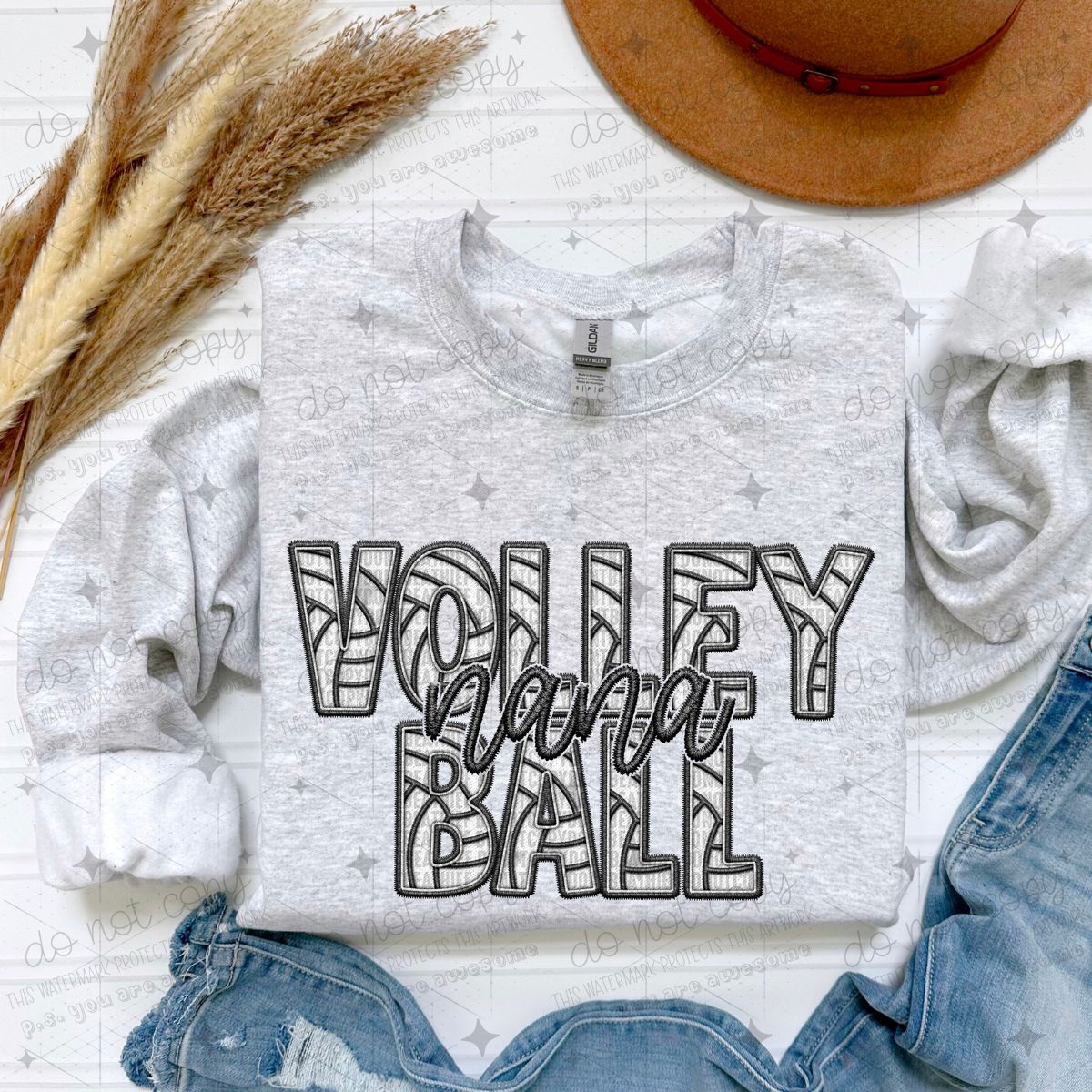 VOLLEYBALL FAMILY - FAUX EMBROIDERY - PICK YOUR TITLE