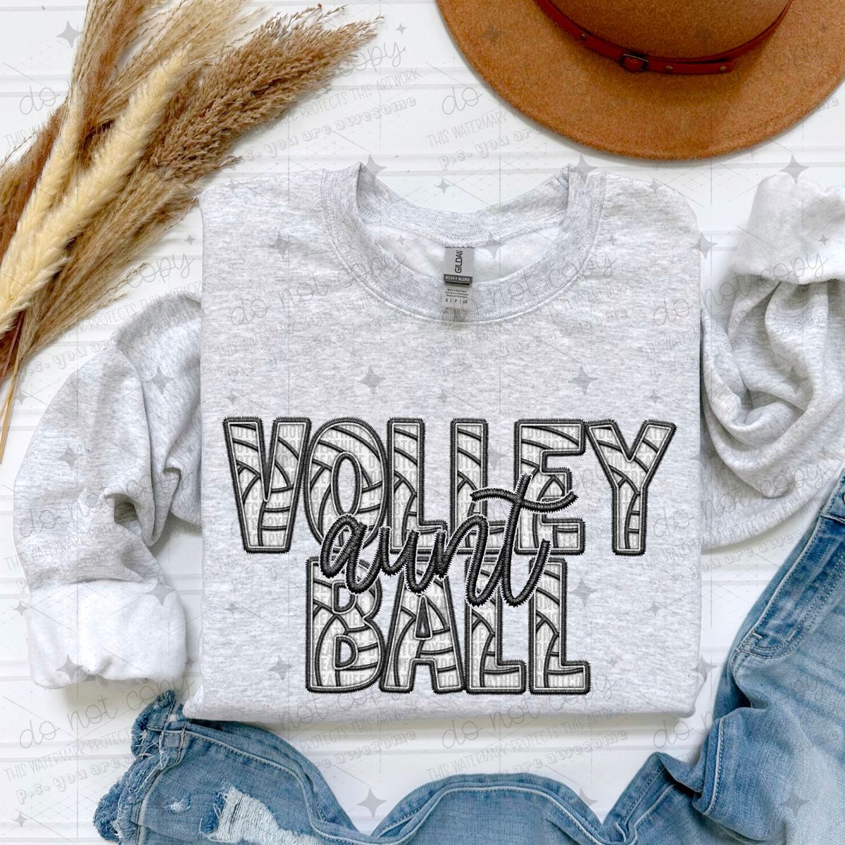 VOLLEYBALL FAMILY - FAUX EMBROIDERY - PICK YOUR TITLE