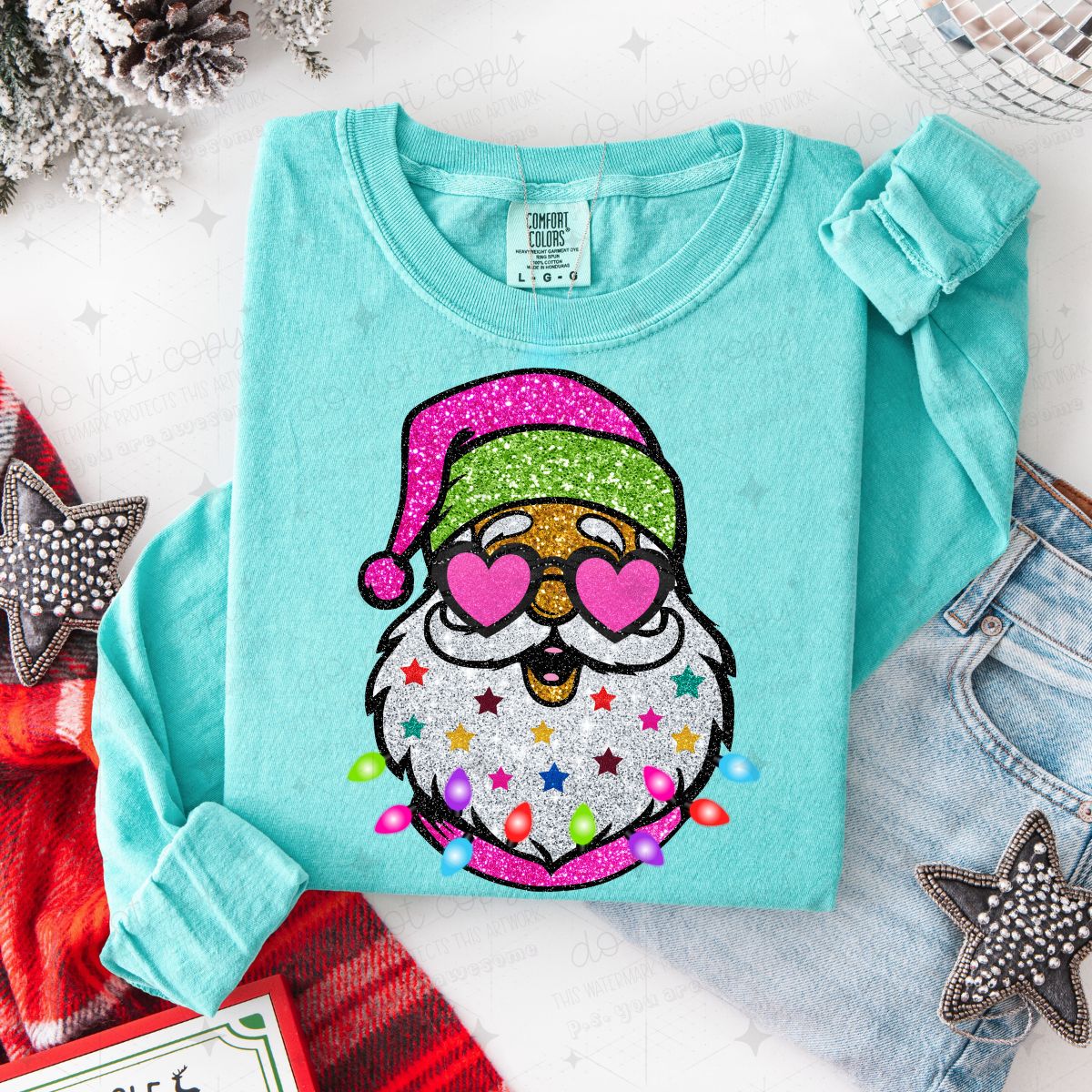 COOL SANTA - FAUX GLITTER