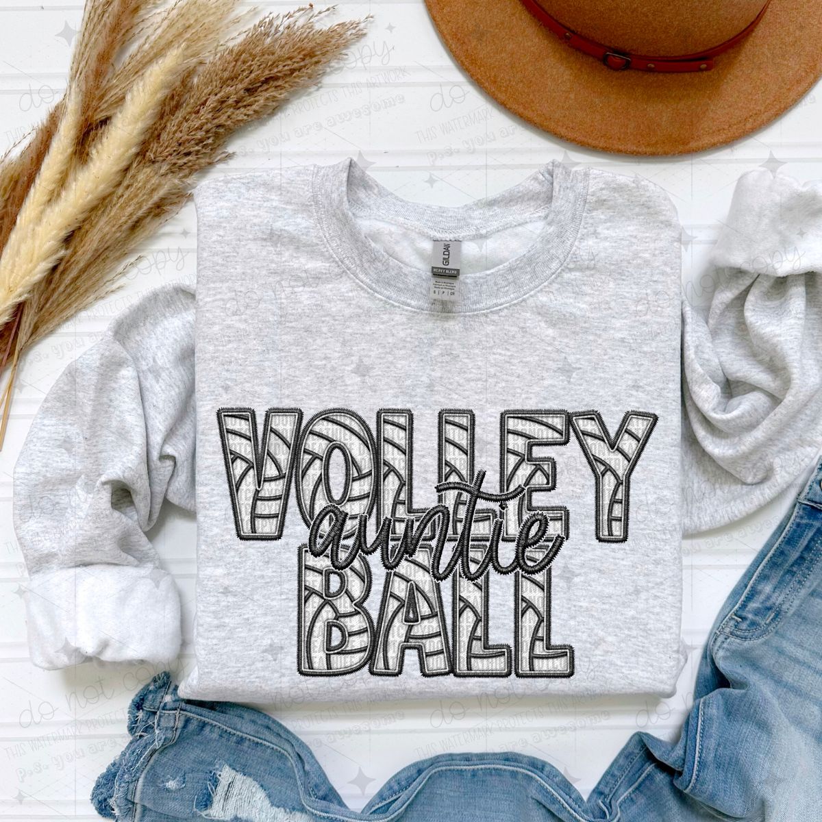VOLLEYBALL FAMILY - FAUX EMBROIDERY - PICK YOUR TITLE