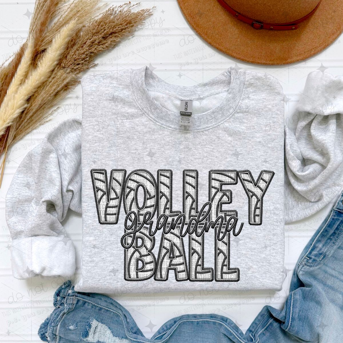 VOLLEYBALL FAMILY - FAUX EMBROIDERY - PICK YOUR TITLE