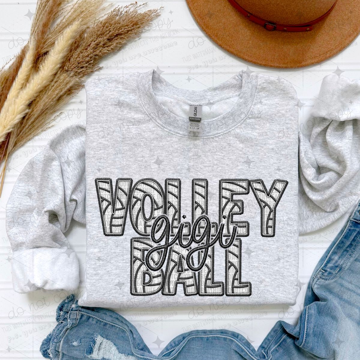 VOLLEYBALL FAMILY - FAUX EMBROIDERY - PICK YOUR TITLE