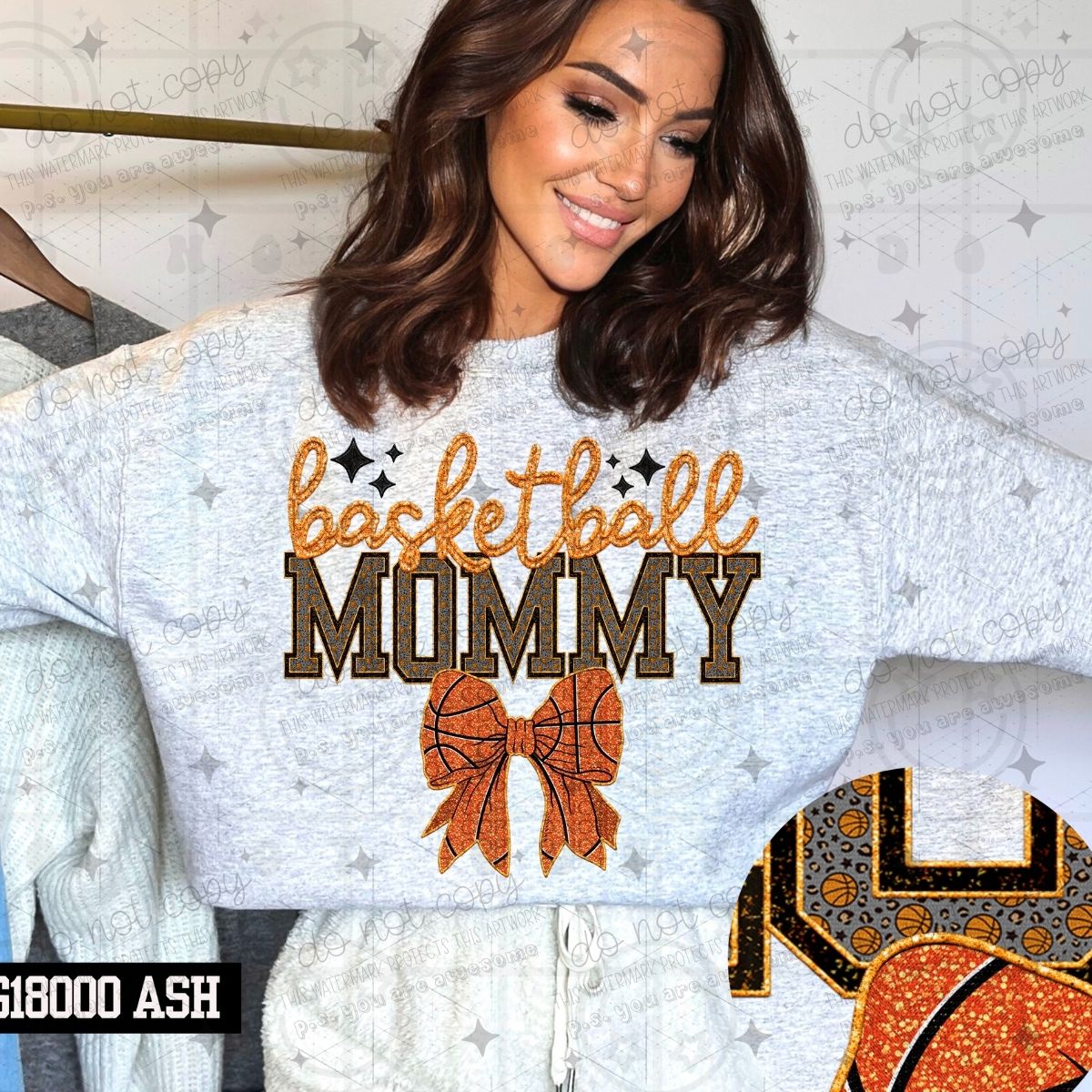 BASKETBALL FAMILY - FAUX EMBROIDERY - PICK YOUR TITLE