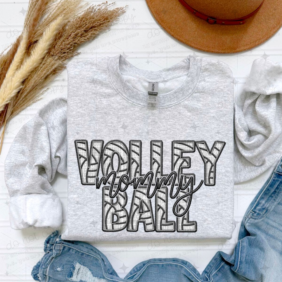 VOLLEYBALL FAMILY - FAUX EMBROIDERY - PICK YOUR TITLE