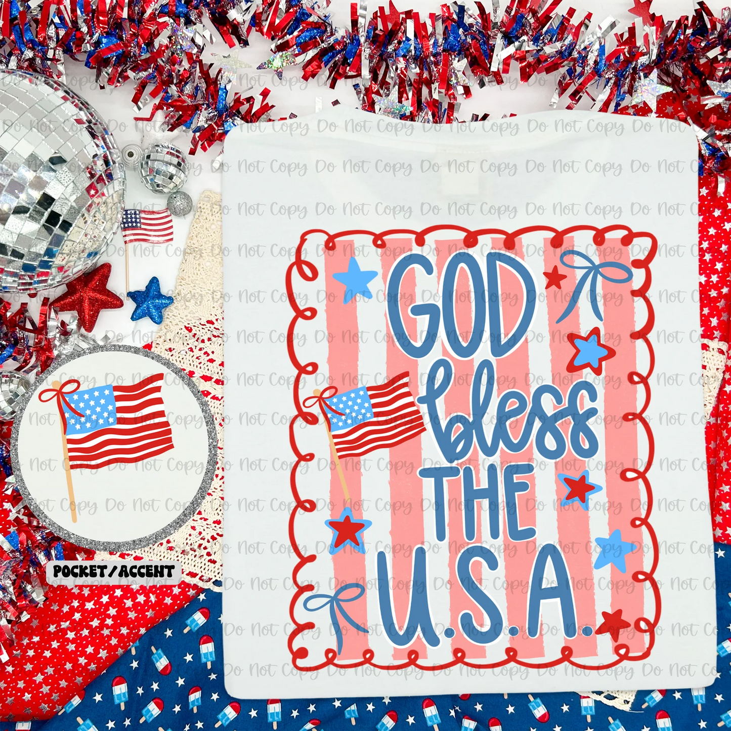 COQUETTE GOD BLESS AMERICA - FRONT+BACK