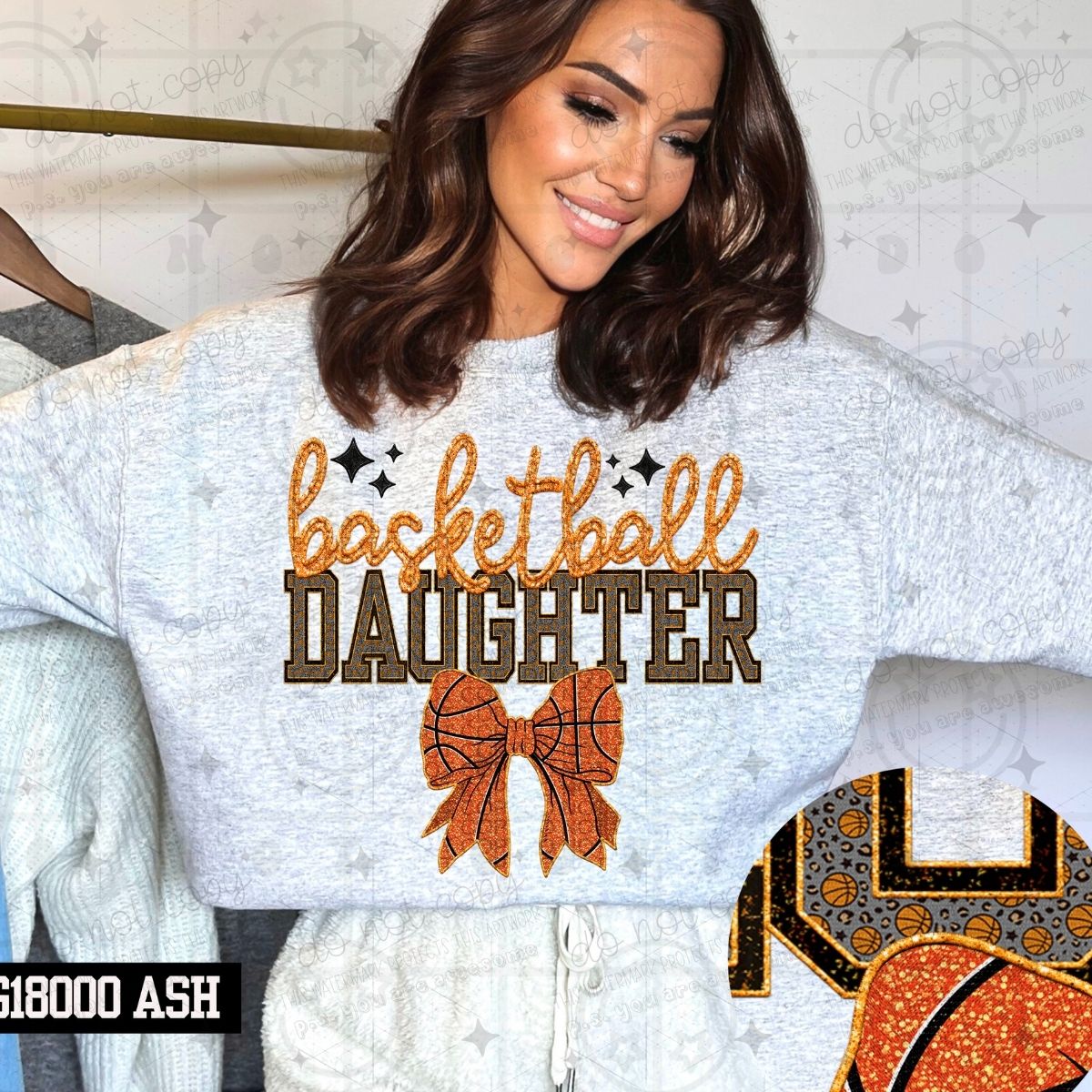 BASKETBALL FAMILY - FAUX EMBROIDERY - PICK YOUR TITLE