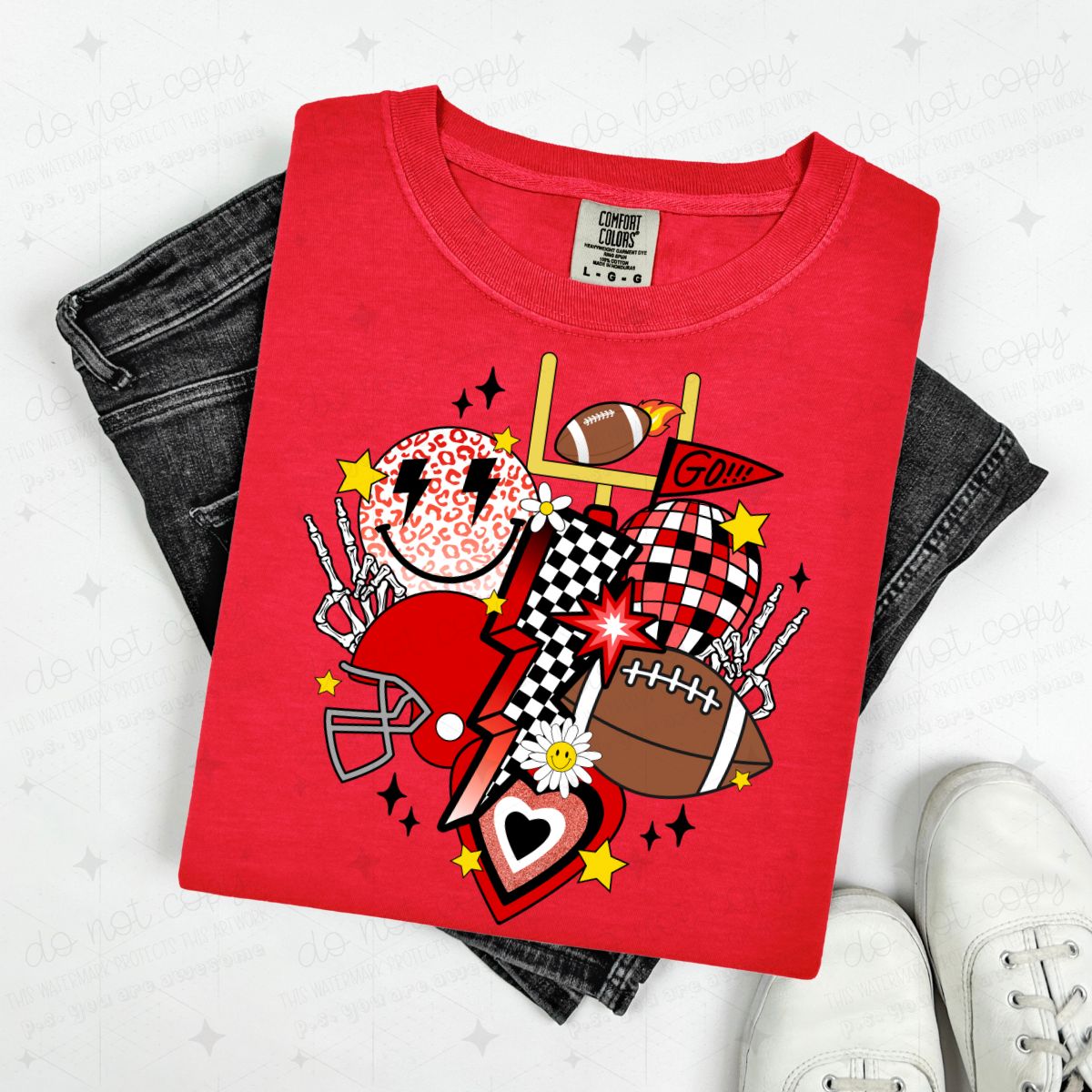 RETRO FOOTBALL - HEART - PICK YOUR COLOR