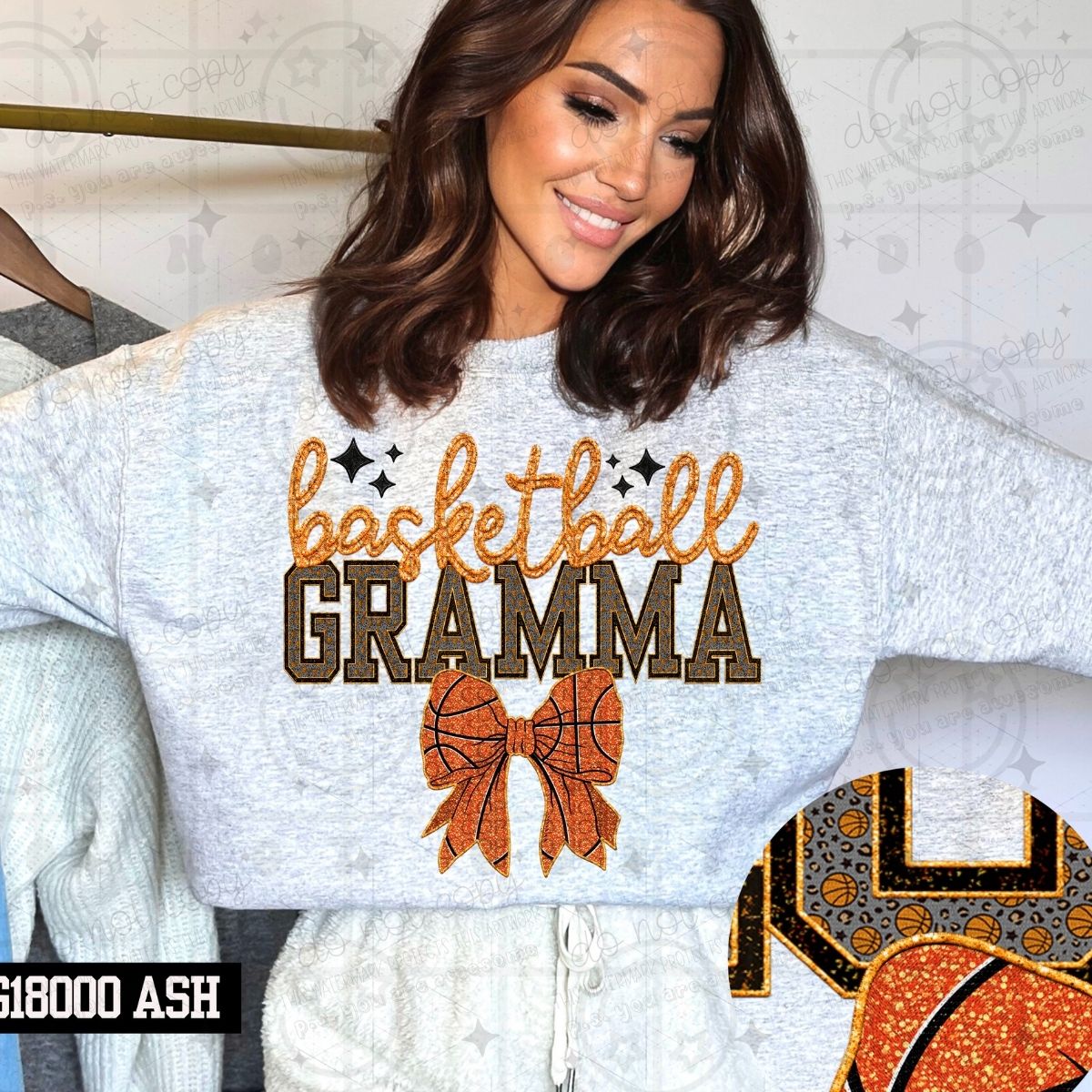 BASKETBALL FAMILY - FAUX EMBROIDERY - PICK YOUR TITLE