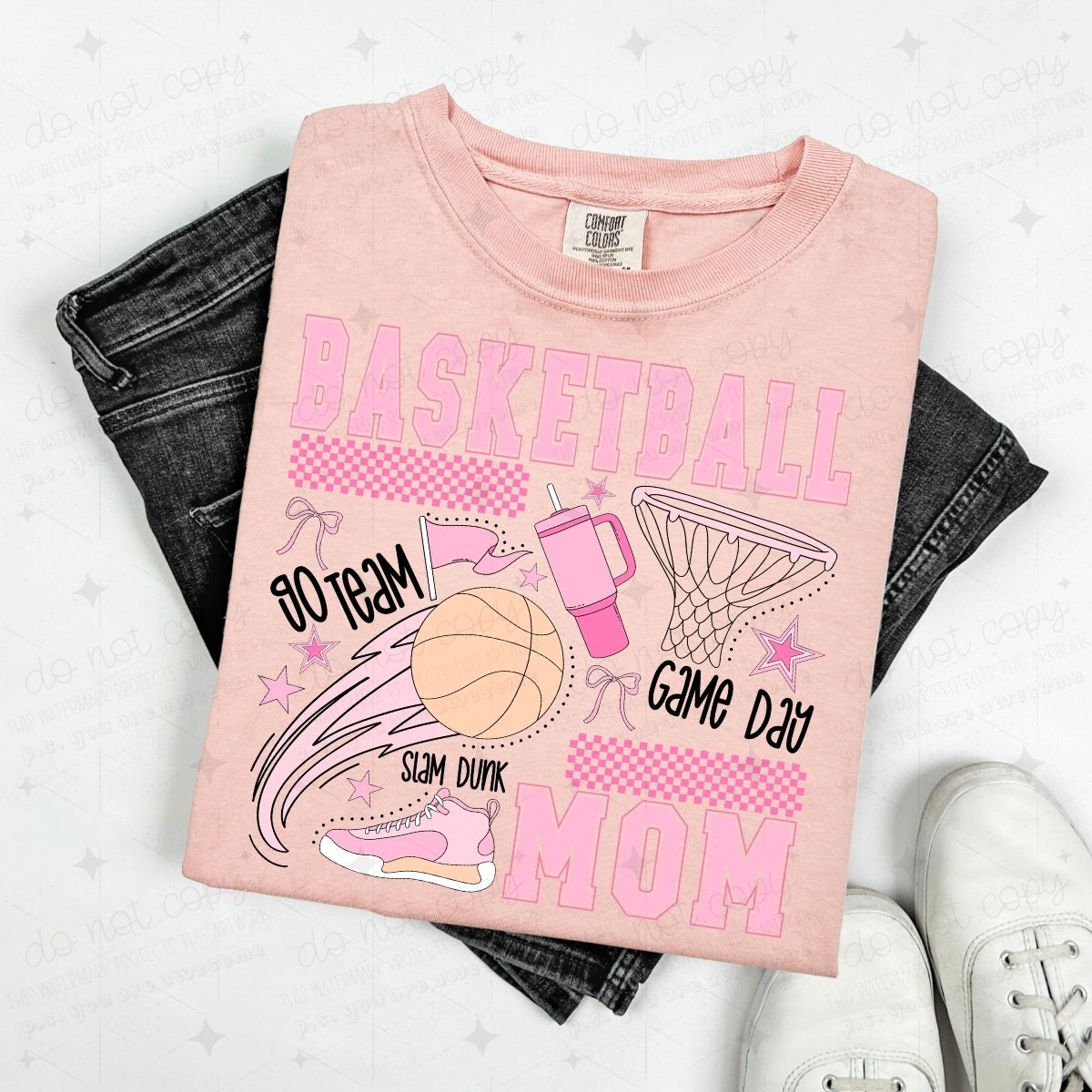 COQUETTE BASKETBALL MOM - BLACK TEXT