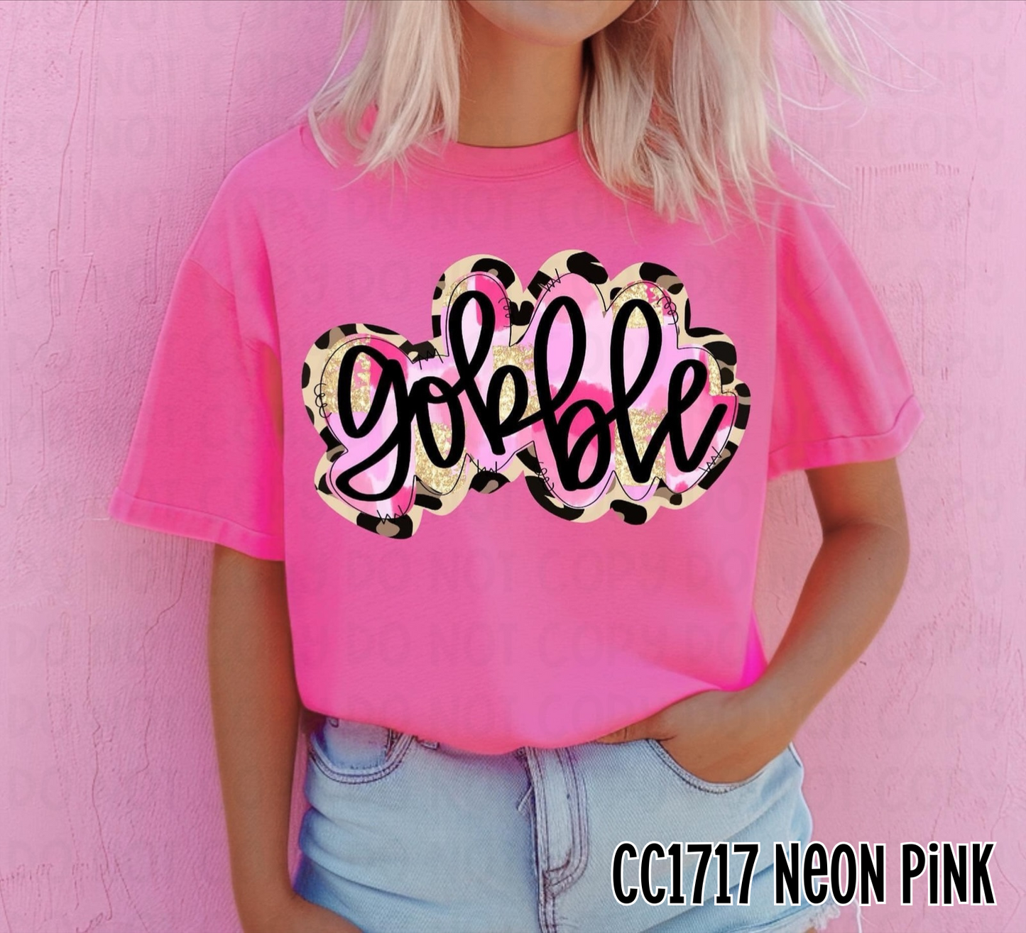 Gobble Pink Brushstroke Gold Outline