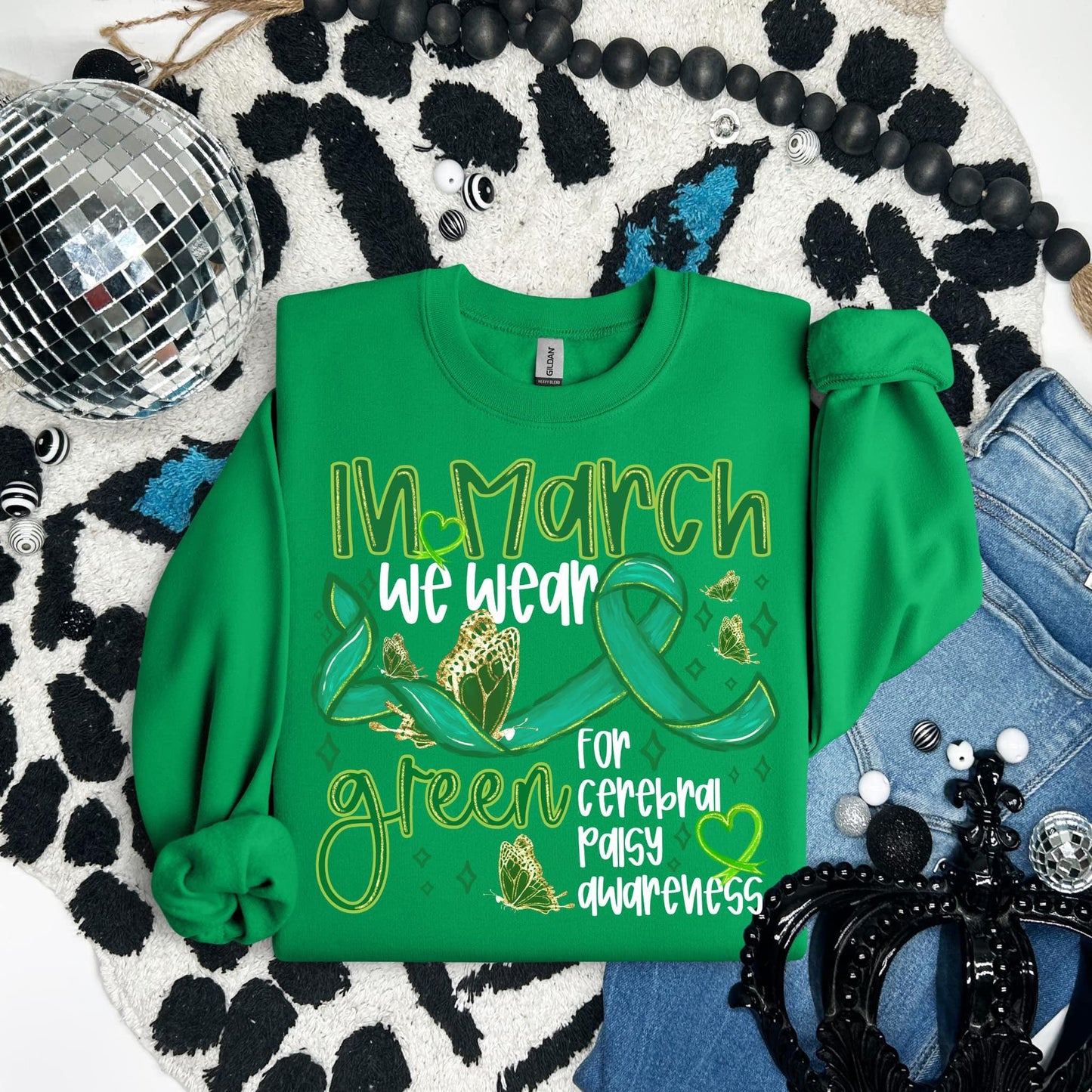 In March we wear green for Cerebral Palsy Awareness (white letters)-Ollie & Co.