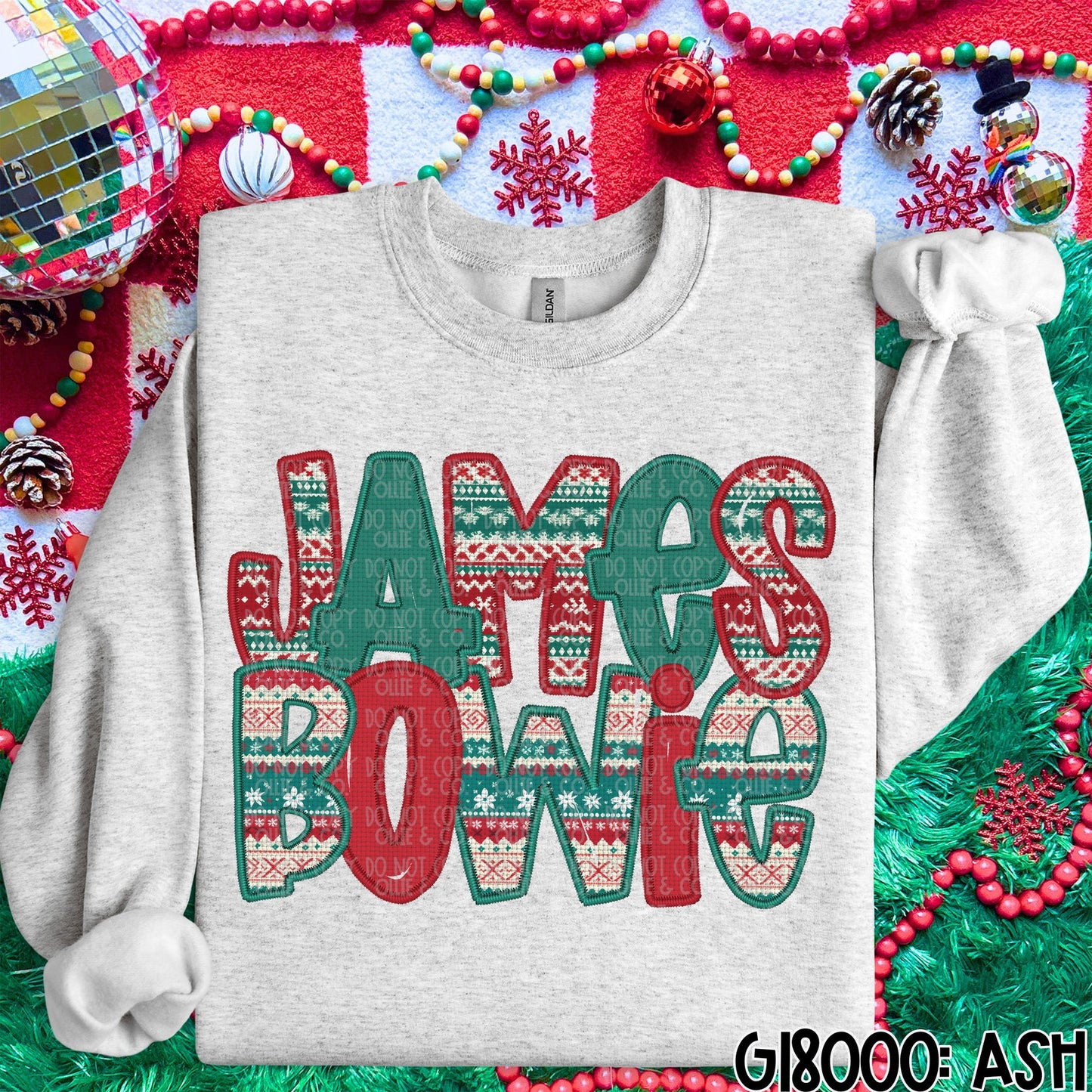 Faux Embroidery Christmas Sweater Names *OLLIE & CO EXCLUSIVE*-Ollie & Co.