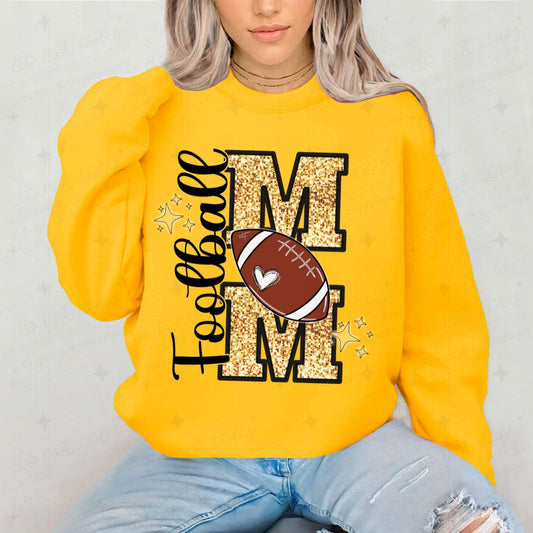YELLOW FOOTBALL MOM *FAUX SEQUIN*