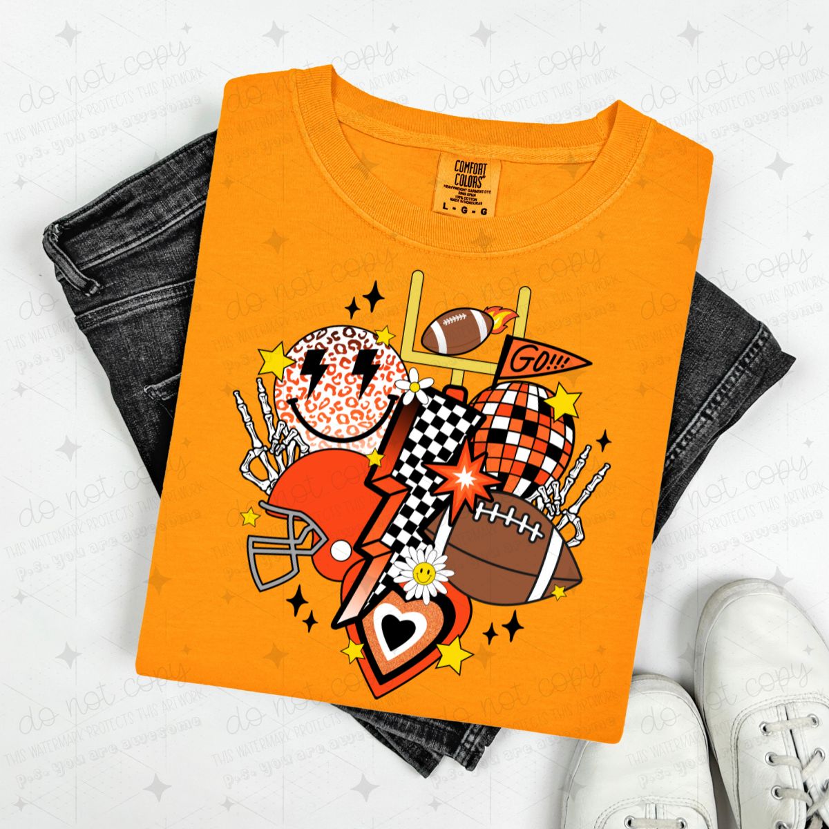 RETRO FOOTBALL - HEART - PICK YOUR COLOR