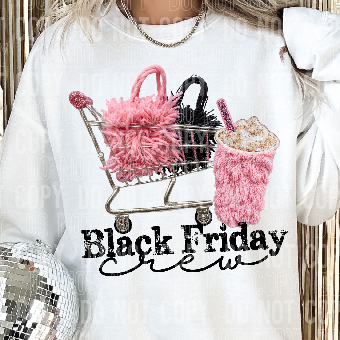 BLACK FRIDAY CREW - FAUX YARN/FAUX GLITTER