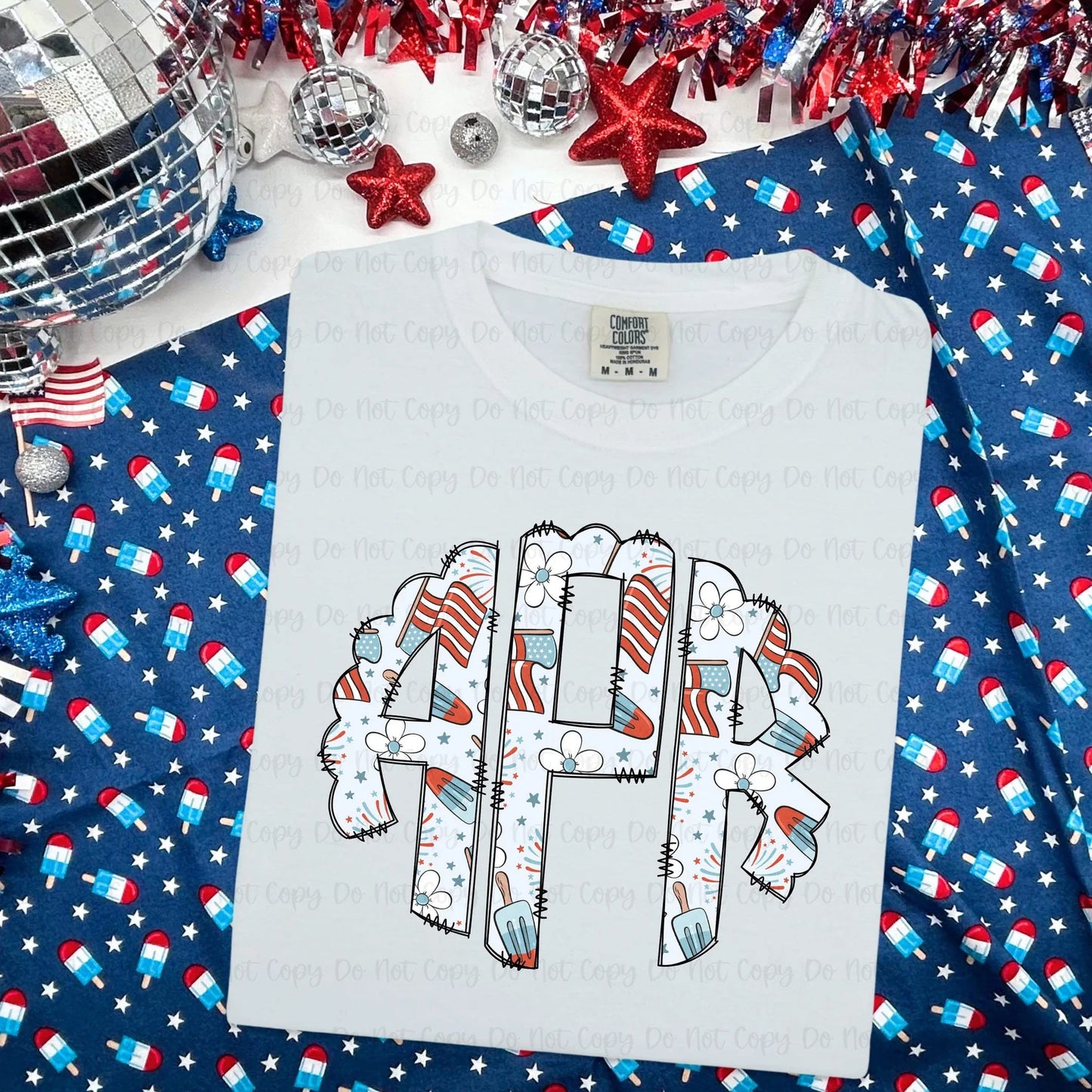 Flags and popsicles Monogram-Ollie & Co.