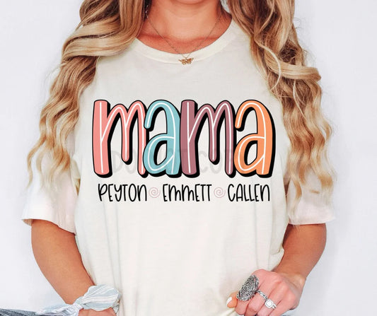 Swirly- Mama, Aunt, Grandma, Etc. with Kids Names-Ollie & Co.