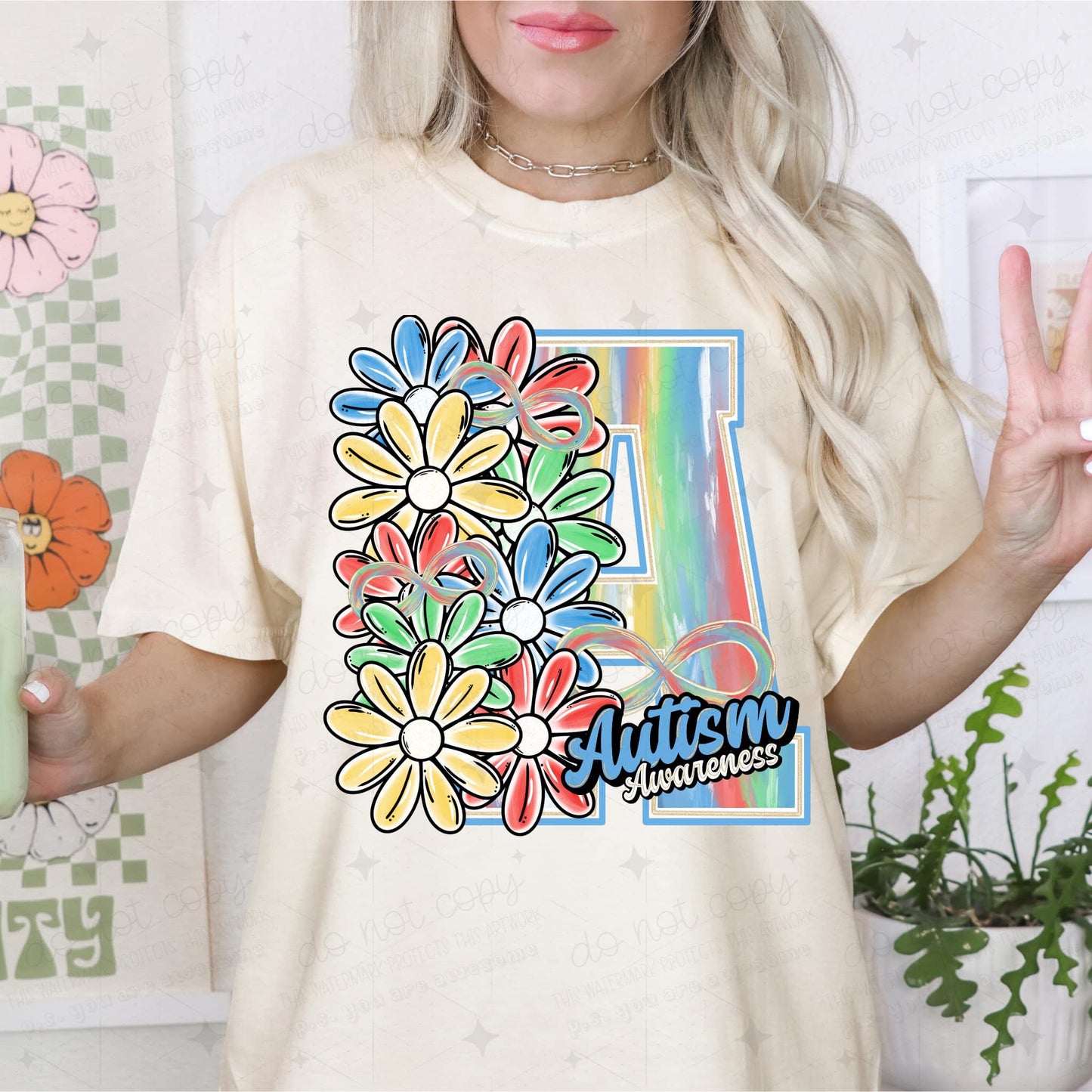 Autism Awareness floral - blue awareness-Ollie & Co.
