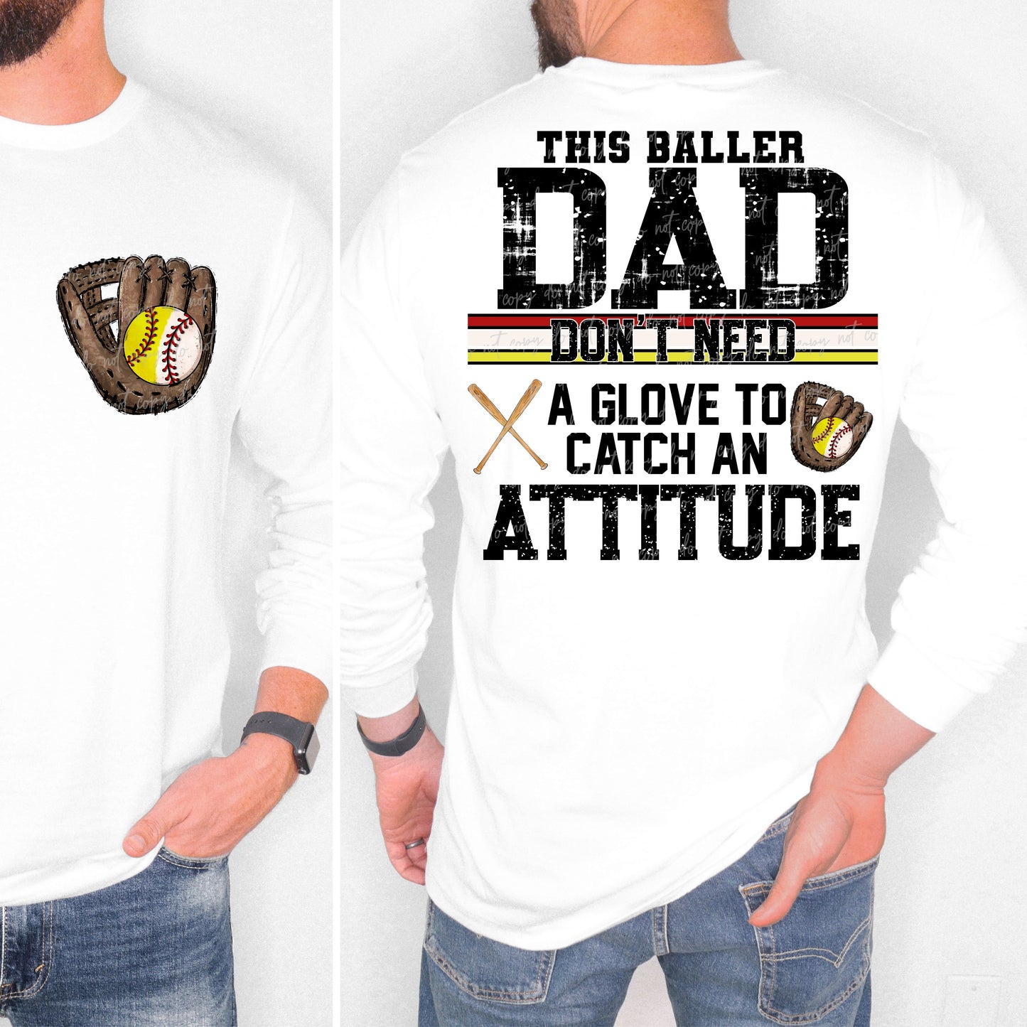 Baseball & Softball Split Custom Name Attitude-Ollie & Co.