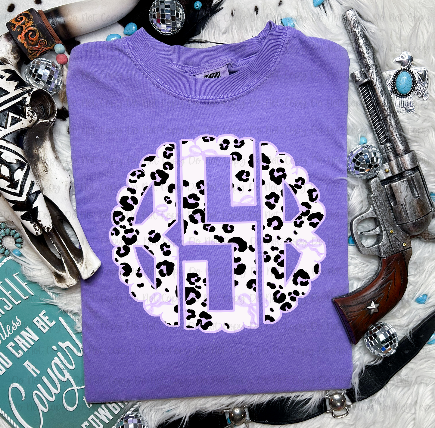 Purple Leopard Bow Monogram-Ollie & Co.