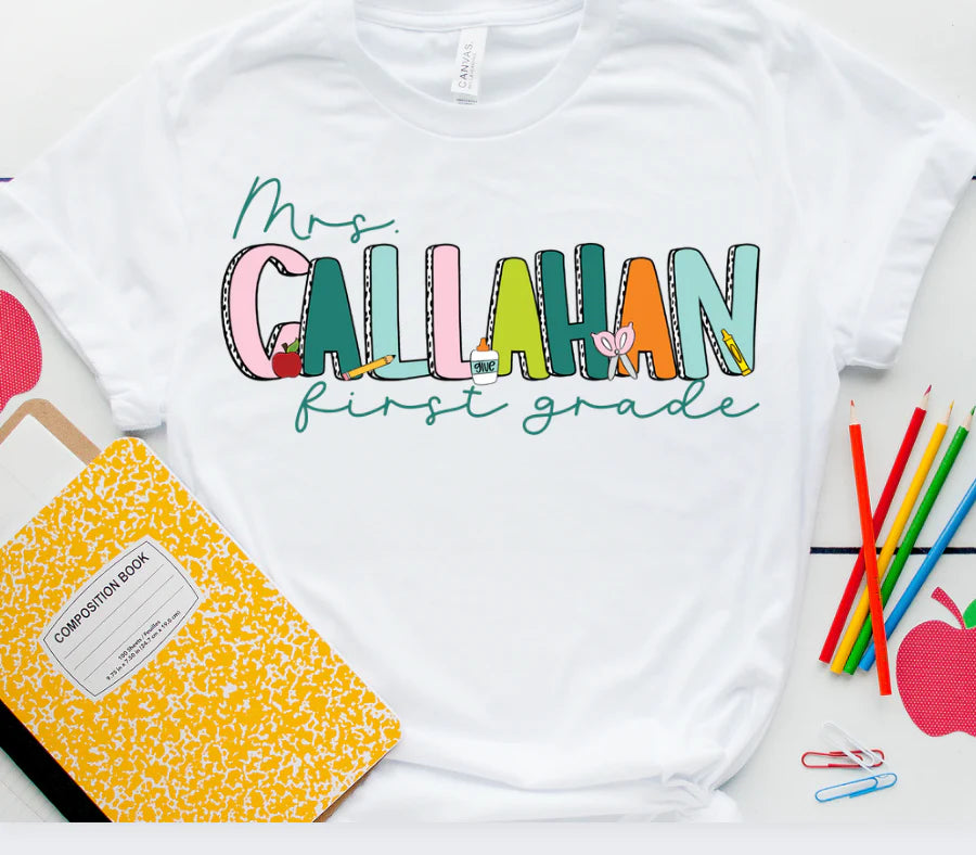 Color Block Teacher Name with Grade or Subject-Ollie & Co.