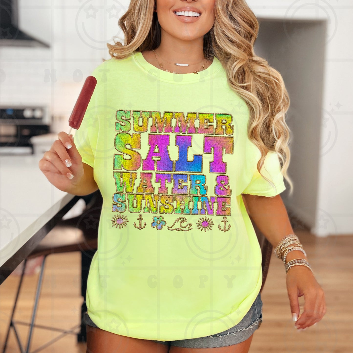 Summer Saltwater Sunshine Faux Embroidery