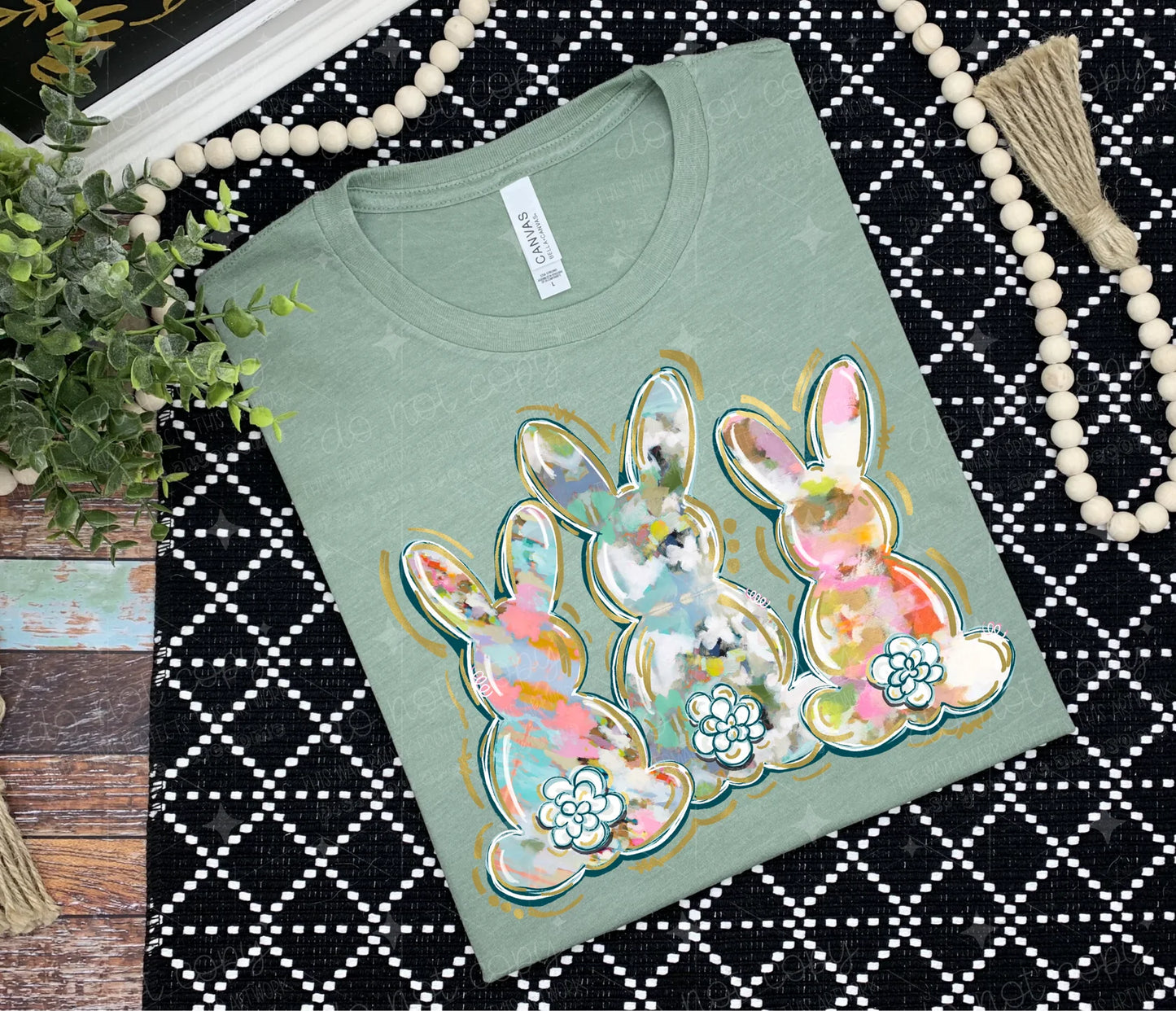 Watercolor Bunny Trio-Ollie & Co.