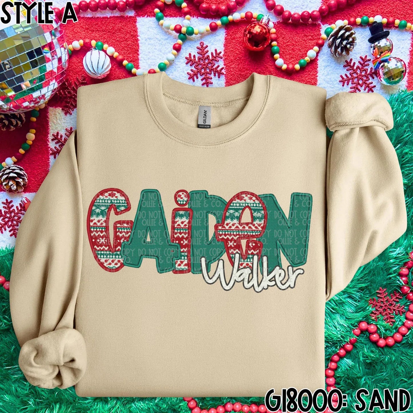 Faux Embroidery Christmas Sweater Names *OLLIE & CO EXCLUSIVE*-Ollie & Co.