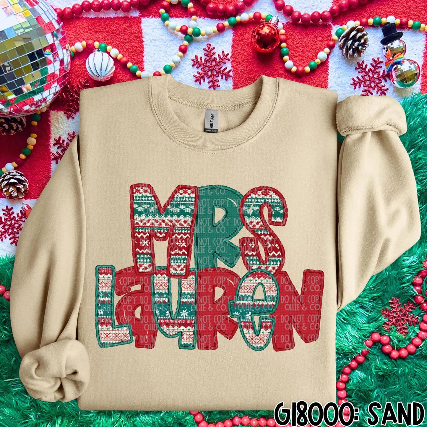Faux Embroidery Christmas Sweater Names *OLLIE & CO EXCLUSIVE*-Ollie & Co.