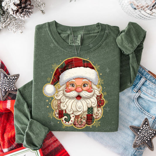 PATCHWORK SANTA - FAUX GLITTER