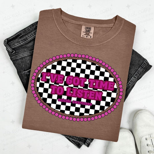 I'VE GOT TIME TO LISTEN - CHECKERED BACKGROUND