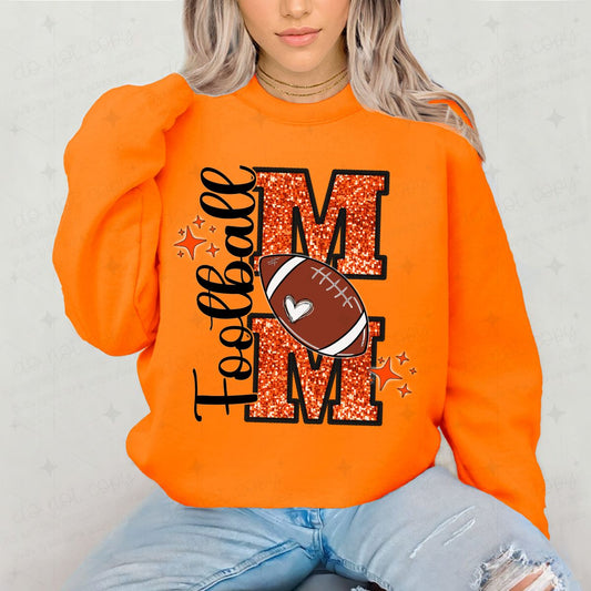 ORANGE FOOTBALL MOM *FAUX SEQUIN*