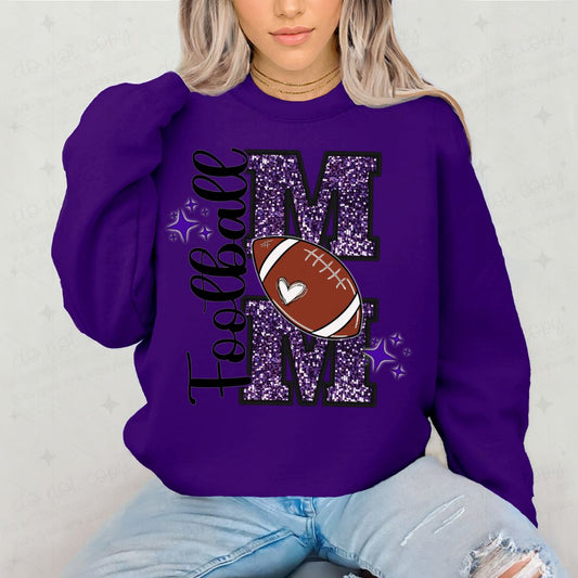 PURPLE FOOTBALL MOM *FAUX SEQUIN*