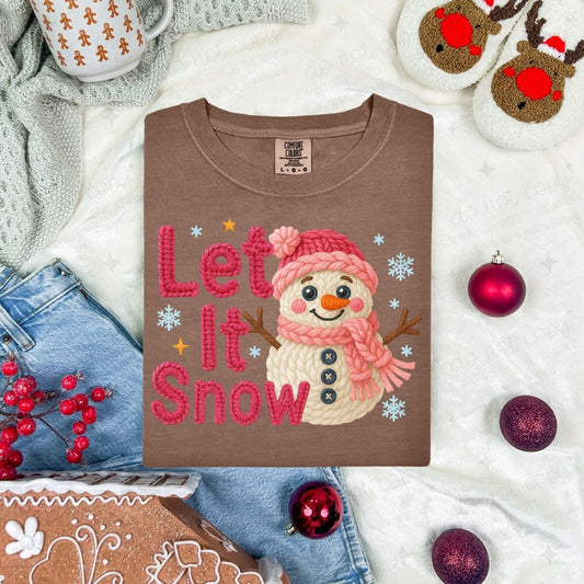 PINK SNOWMAN LET IT SNOW *FAUX YARN*
