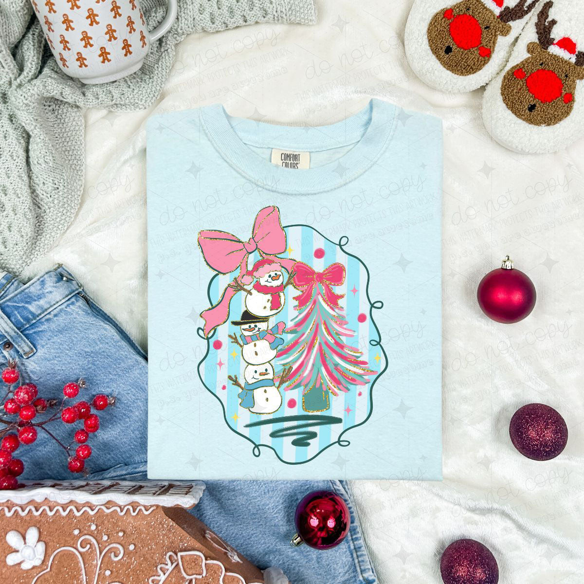 COQUETTE STACKED SNOWMEN DECORATING A TREE