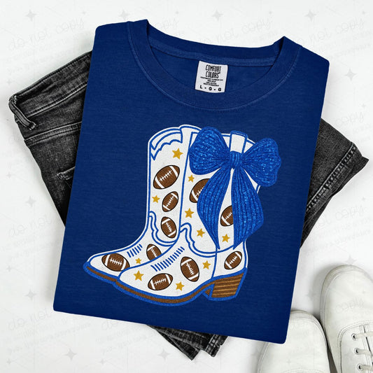 COQUETTE FOOTBALL BOOTS - BLUE W/FAUX GLITTER